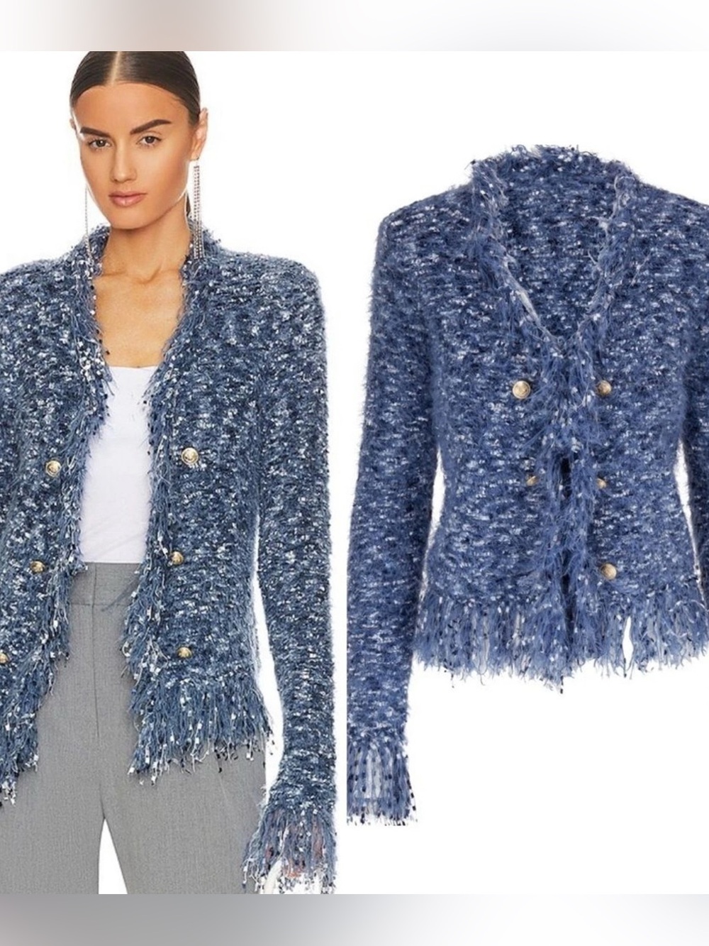 L’Agence Azure Cardigan Blazer in Blue Multi